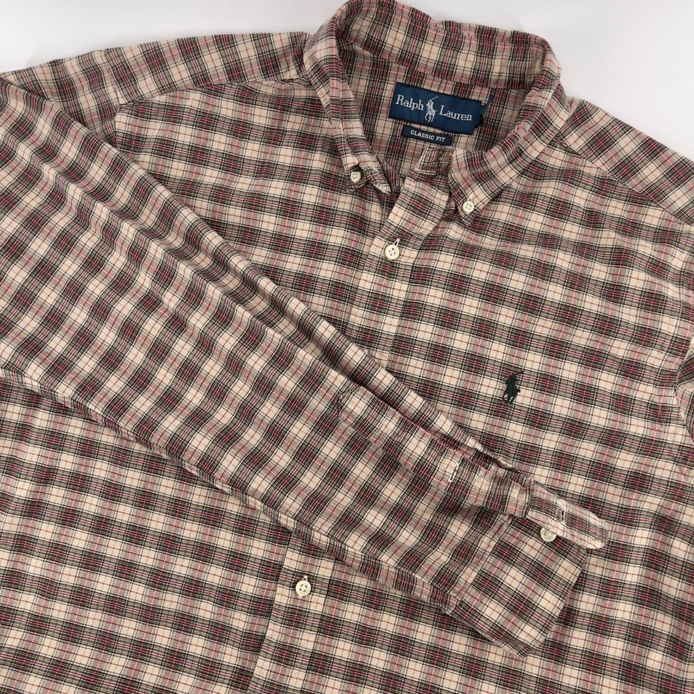 Ralph Lauren Mens Plaid Button Down Shirt Classic Fit‎ Long Sleeve